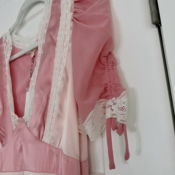 LoveShackFancy Karlina Mini Dress Pastel Pink Colorblock Size 8 NEW with tags - Picture 6 of 10